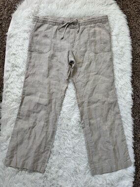 Allen Allen 100% linen beige flowy pants airy relaxed summer size large